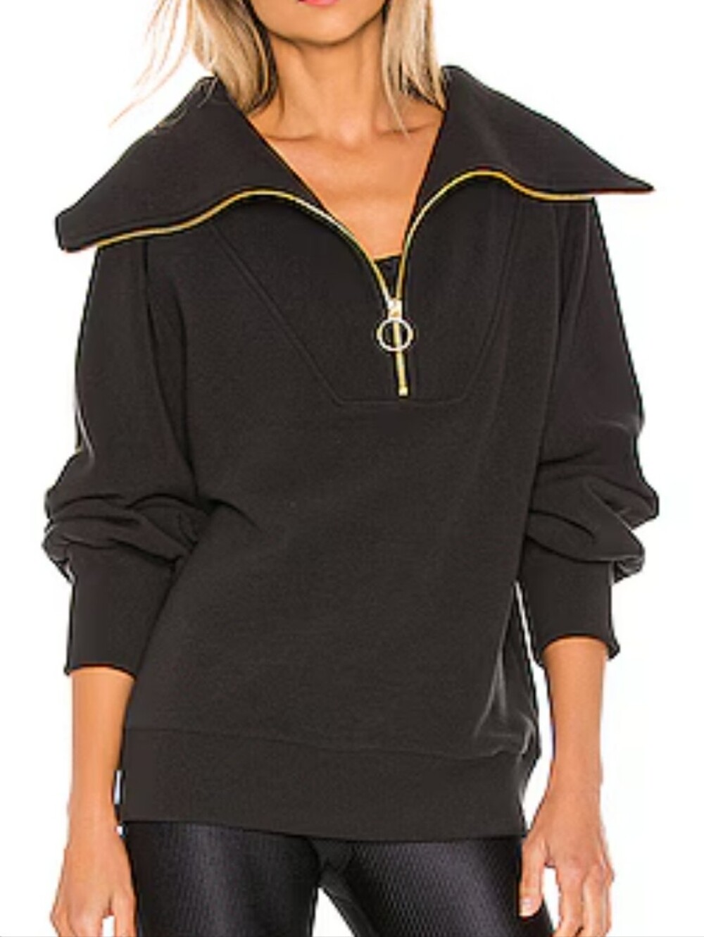 Varley Black Sweatshirt with Gold Zip Detail
